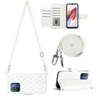 For Xiaomi Redmi 12C / 11A / Poco C55 Rhombic Texture Flip Leather Phone Case with Long Lanyard(White) - 1