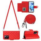 For Xiaomi Redmi Note 12 Pro+ 5G Global Rhombic Texture Flip Leather Phone Case with Long Lanyard(Red) - 1