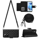 For Xiaomi Redmi Note 12 Pro+ 5G Global Rhombic Texture Flip Leather Phone Case with Long Lanyard(Black) - 1