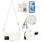 For Xiaomi Redmi Note 12 Pro+ 5G Global Rhombic Texture Flip Leather Phone Case with Long Lanyard(White) - 1