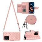 For Xiaomi Redmi Note 12 Pro Speed Rhombic Texture Flip Leather Phone Case with Long Lanyard(Coral Pink) - 1