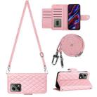 For Xiaomi Redmi Note 12 5G Global / Poco X5 Rhombic Texture Flip Leather Phone Case with Long Lanyard(Pink) - 1