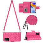 For Xiaomi Redmi Note 11 Pro 5G/4G Global Rhombic Texture Flip Leather Phone Case with Long Lanyard(Rose Red) - 1