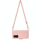 For Xiaomi Redmi Note 11S / Note 11 Global Rhombic Texture Flip Leather Phone Case with Long Lanyard(Coral Pink) - 3