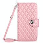 For Xiaomi Redmi Note 11S / Note 11 Global Rhombic Texture Flip Leather Phone Case with Long Lanyard(Pink) - 2