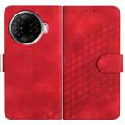 For Tecno Camon 30 Pro YX0060 Elephant Head Embossed Phone Leather Case with Lanyard(Red) - 1
