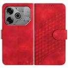 For Tecno Pova 6 Pro YX0060 Elephant Head Embossed Phone Leather Case with Lanyard(Red) - 1