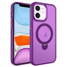 For iPhone 11 MagSafe Magnetic Holder Breathable Phone Case(Purple) - 1