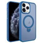 For iPhone 11 Pro Max MagSafe Magnetic Holder Breathable Phone Case(Blue) - 1