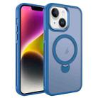 For iPhone 14 Plus MagSafe Magnetic Holder Breathable Phone Case(Blue) - 1