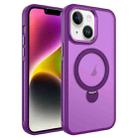 For iPhone 14 Plus MagSafe Magnetic Holder Breathable Phone Case(Purple) - 1