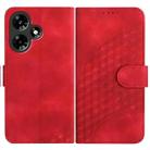 For Infinix Hot 30i YX0060 Elephant Head Embossed Phone Leather Case with Lanyard(Red) - 1