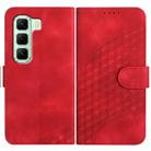 For Infinix Hot 50 5G YX0060 Elephant Head Embossed Phone Leather Case with Lanyard(Red) - 1