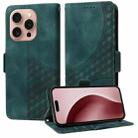 For iPhone 16 Pro Max Embossed Rhombus Starry Leather Phone Case(Green) - 1