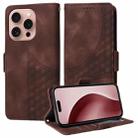 For iPhone 16 Pro Max Embossed Rhombus Starry Leather Phone Case(Brown) - 1