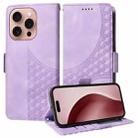 For iPhone 16 Pro Embossed Rhombus Starry Leather Phone Case(Purple) - 1