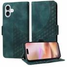 For iPhone 16 Embossed Rhombus Starry Leather Phone Case(Green) - 1