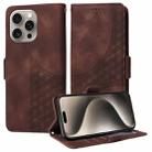 For iPhone 15 Pro Max Embossed Rhombus Starry Leather Phone Case(Brown) - 1
