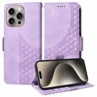 For iPhone 15 Pro Max Embossed Rhombus Starry Leather Phone Case(Purple) - 1