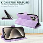 For iPhone 15 Pro Max Embossed Rhombus Starry Leather Phone Case(Purple) - 3