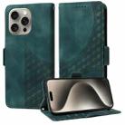 For iPhone 15 Pro Embossed Rhombus Starry Leather Phone Case(Green) - 1