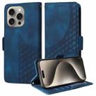 For iPhone 15 Pro Embossed Rhombus Starry Leather Phone Case(Blue) - 1