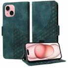 For iPhone 15 Embossed Rhombus Starry Leather Phone Case(Green) - 1