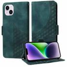 For iPhone 14 Plus Embossed Rhombus Starry Leather Phone Case(Green) - 1