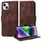 For iPhone 14 Plus Embossed Rhombus Starry Leather Phone Case(Brown) - 1
