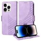 For iPhone 14 Pro Embossed Rhombus Starry Leather Phone Case(Purple) - 1