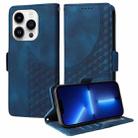 For iPhone 13 Pro Max Embossed Rhombus Starry Leather Phone Case(Blue) - 1