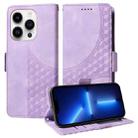 For iPhone 13 Pro Embossed Rhombus Starry Leather Phone Case(Purple) - 1