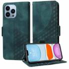 For iPhone 12 / 12 Pro Embossed Rhombus Starry Leather Phone Case(Green) - 1