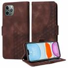 For iPhone 11 Pro Max Embossed Rhombus Starry Leather Phone Case(Brown) - 1