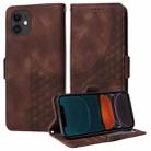 For iPhone 11 Embossed Rhombus Starry Leather Phone Case(Brown) - 1