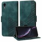 For iPhone XR Embossed Rhombus Starry Leather Phone Case(Green) - 1