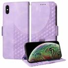 For iPhone XS Max Embossed Rhombus Starry Leather Phone Case(Purple) - 1