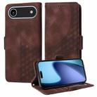 For iPhone 17 Air Embossed Rhombus Starry Leather Phone Case(Brown) - 1