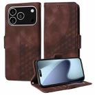For iPhone 17 Pro Embossed Rhombus Starry Leather Phone Case(Brown) - 1