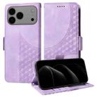 For iPhone 17 Pro Max Embossed Rhombus Starry Leather Phone Case(Purple) - 1