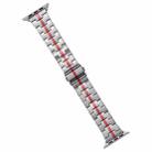 For Apple Watch SE 2023 40mm Stainless Steel Watch Band(Silver Red) - 1