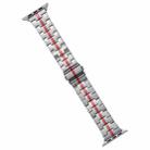 For Apple Watch SE 2022 40mm Stainless Steel Watch Band(Silver Red) - 1