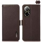 For Realme C67 4G KHAZNEH Side-Magnetic Litchi Genuine Leather RFID Phone Case(Brown) - 1