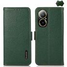 For Realme C67 4G KHAZNEH Side-Magnetic Litchi Genuine Leather RFID Phone Case(Green) - 1