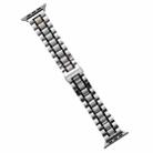 For Apple Watch Series 9 41mm Five-Beads Stainless Steel Watch Band(Silver Black) - 1