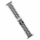 For Apple Watch Ultra 49mm Five-Beads Stainless Steel Watch Band(Silver Black) - 1