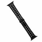 For Apple Watch Series 7 45mm Five-Beads Stainless Steel Watch Band(Black Silver) - 1