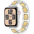 For Apple Watch SE 2023 44mm H Slim Stainless Steel Watch Band(Silver Gold) - 1