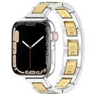 For Apple Watch Series 7 41mm H Slim Stainless Steel Watch Band(Silver Gold) - 1