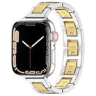 For Apple Watch Series 6 44mm H Slim Stainless Steel Watch Band(Silver Gold) - 1